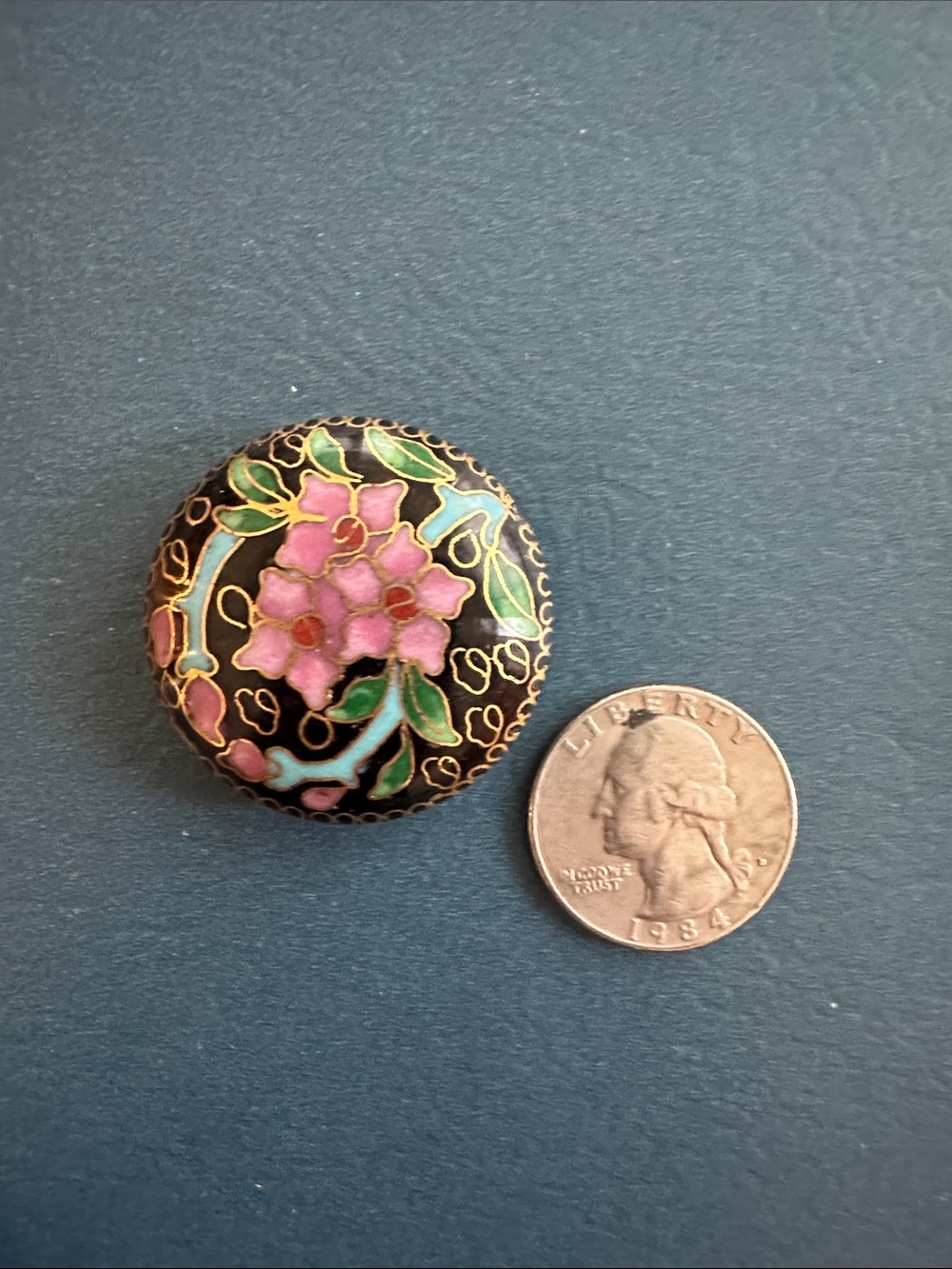 Rare Vintage Large Cloisonné disc bead